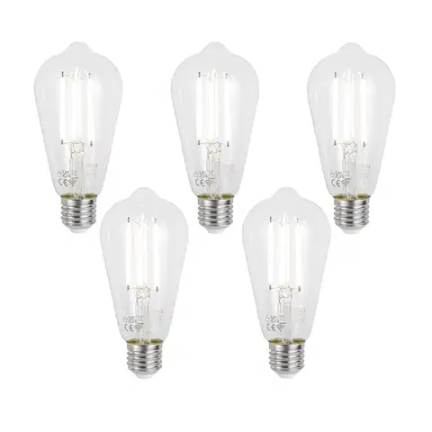Sada 5 ks Inteligentné stmievateľné LED žiarovky E27 ST64 číre 7W 806lm 2700-6500K