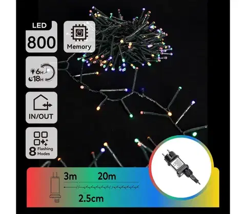  B.V.  - LED vonkajší vianočný reťaz 800xLED/8 funkcií 23m IP44 viacfarebný B103031OA