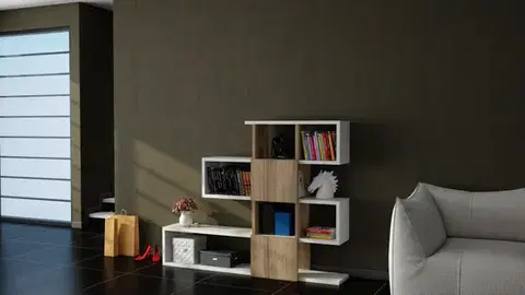 Knižnica Karlin - White, Walnut