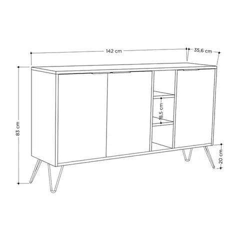 Konzolový stolík Clara Console - Oak, White