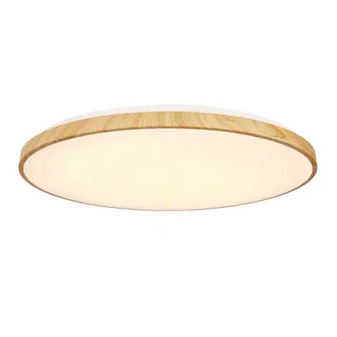 Drevená stropná lampa TENS. 48W LED 3000/4000/6000K 59cm biele tienidlo, diaľkové ovládanie
